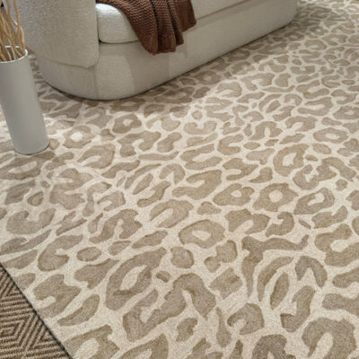 Serengeti Leopard Hand Tufted Rug - Natural