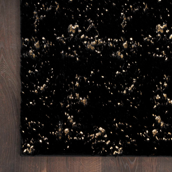 Cozy Shimmer Csh01 Black Gold Area Rug