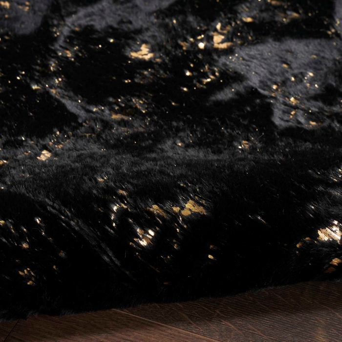 Cozy Shimmer Csh01 Black Gold Area Rug