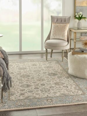 Living Treasures Li16 Ivory/Aqua Rug