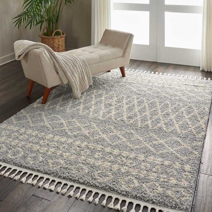 Moroccan Shag Mrs02 Silver Rug