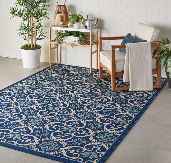 Caribbean Crb02 Navy Outdoor Rug