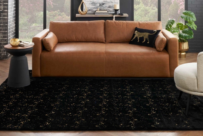 Cozy Shimmer Csh01 Black Gold Area Rug