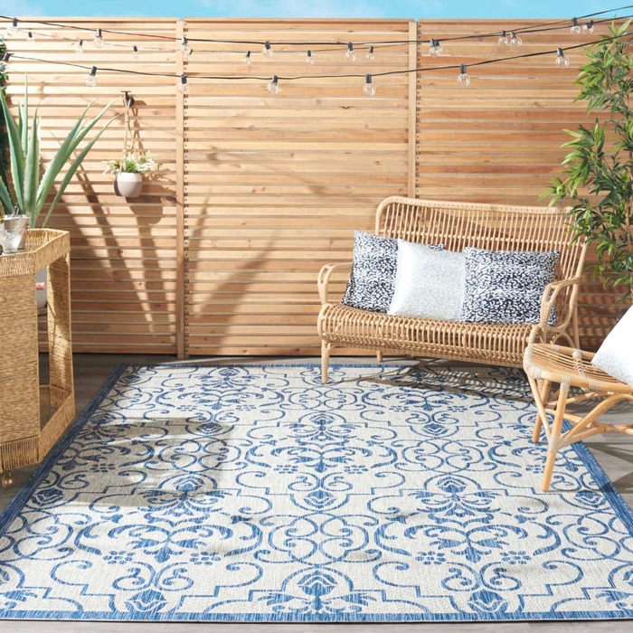 Country Side Ctr04 Ivory/Blue Outdoor Rug