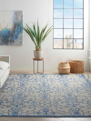 Country Side Ctr04 Ivory/Blue Outdoor Rug