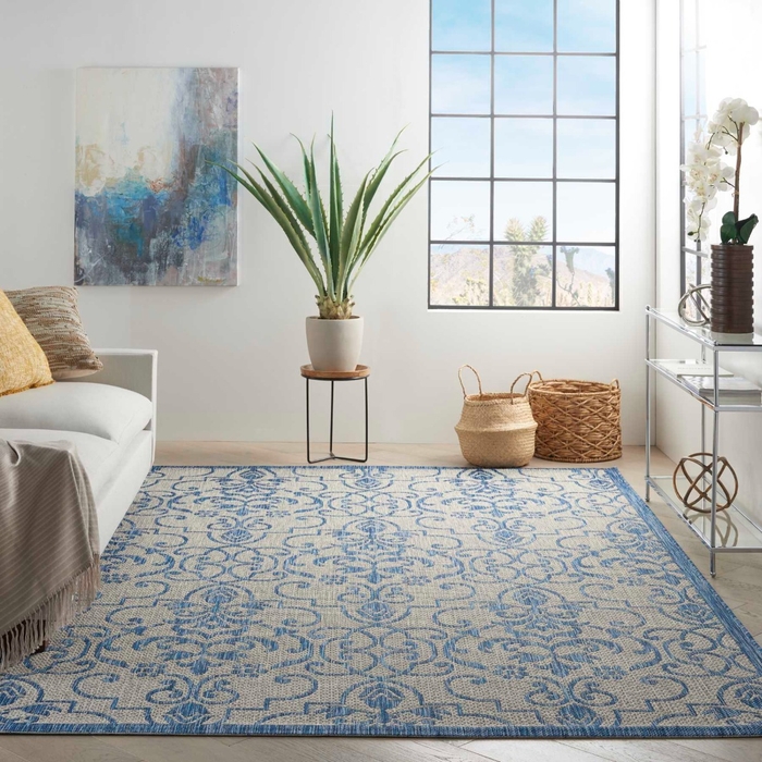 Country Side Ctr04 Ivory/Blue Outdoor Rug