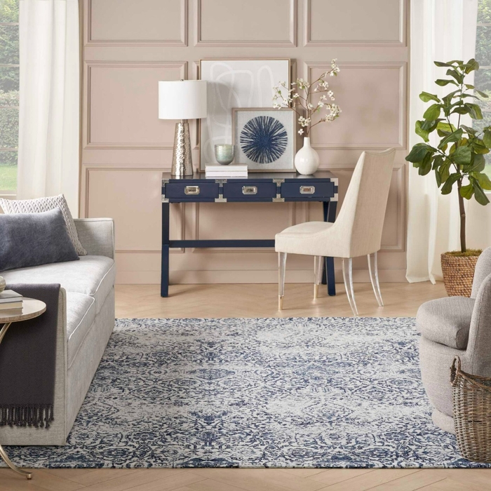 Damask Das06 Ivory/Navy Rug
