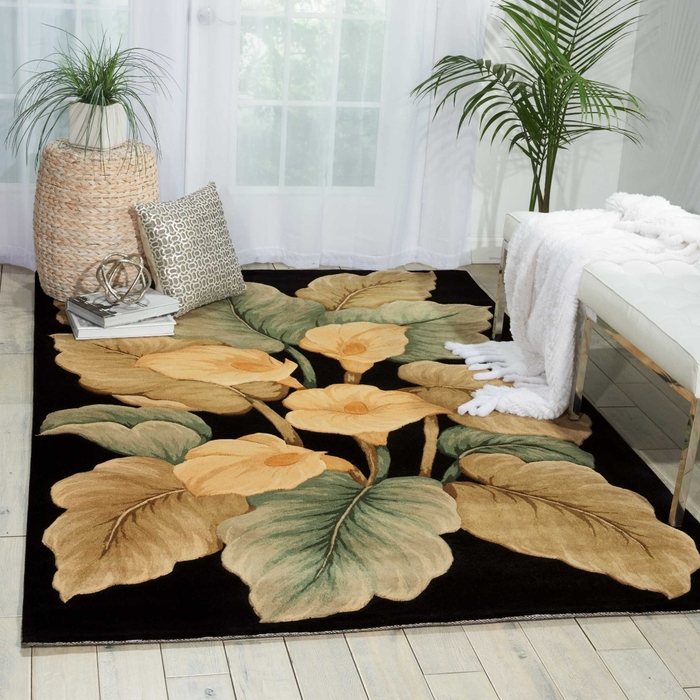 Tropics Ts08 Black Rug